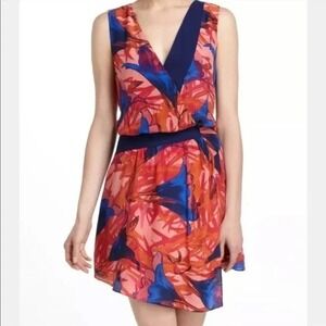 Anthro Leifsdottir Malva Silk Dress 14 Floral HiLo Wrap‎ Boho Resort Chic